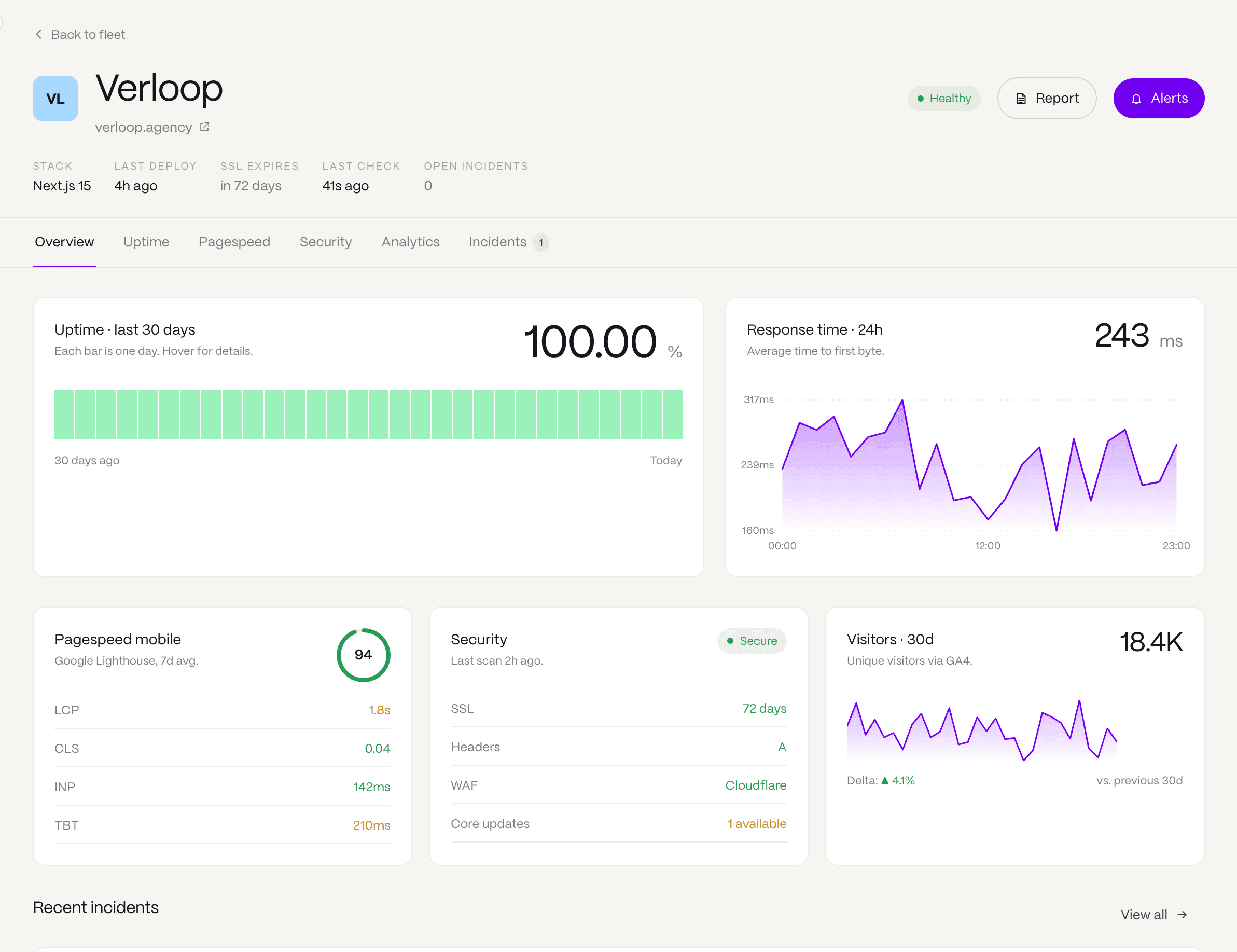 Website detail overzicht